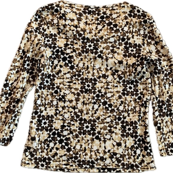 Rafaella Black, Brown and Cream Top with Beautiful Gold Zipper Accent - Picture 4 of 4